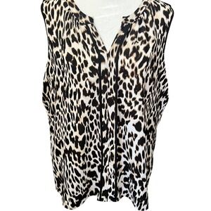 NWOT Calvin Klein Animal Print Sleeveless Top Blouse Size Large Career Casual